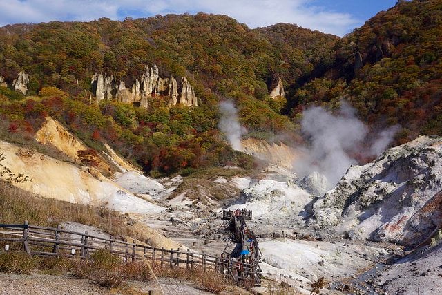 Hell Valley of Noboribetsu in Autumn
