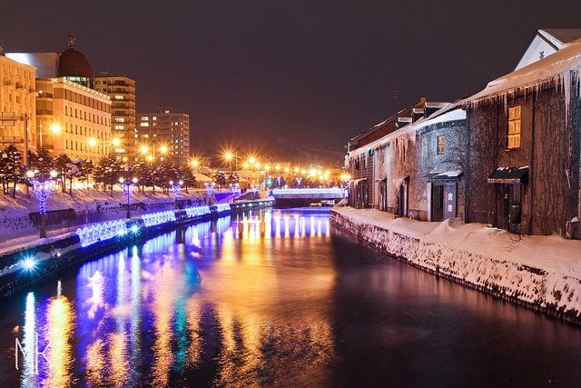Otaru Canal at Night in Winter